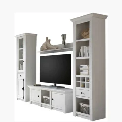 Wohnen Wohnwände|Wohnwand*Landhaus Wohnzimmer Möbel in Weiß - Chelles (vierteilig)