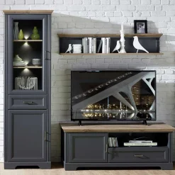 Wohnen Wohnwände|Wohnwand*Landhaus Wohnzimmermöbel in Grau - Thumbs (dreiteilig)