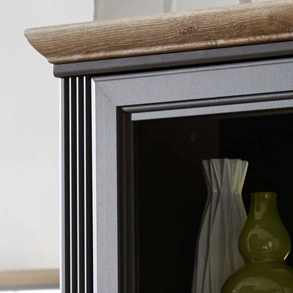 Wohnen Wohnwände|Wohnwand*Landhaus Wohnzimmermöbel in Grau - Thumbs (dreiteilig)