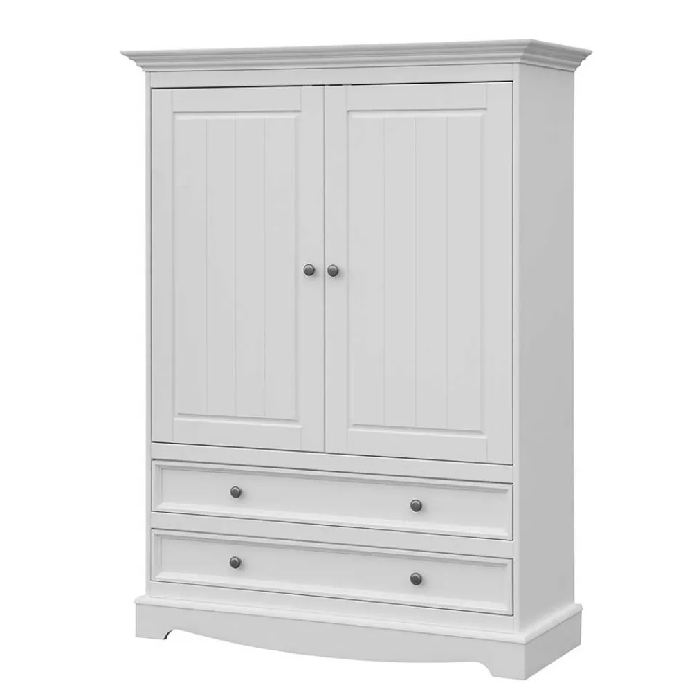 Wohnen Kleiderschränke|Schränke*Landhaus Wäscheschrank in Weiß lackiert - Indico