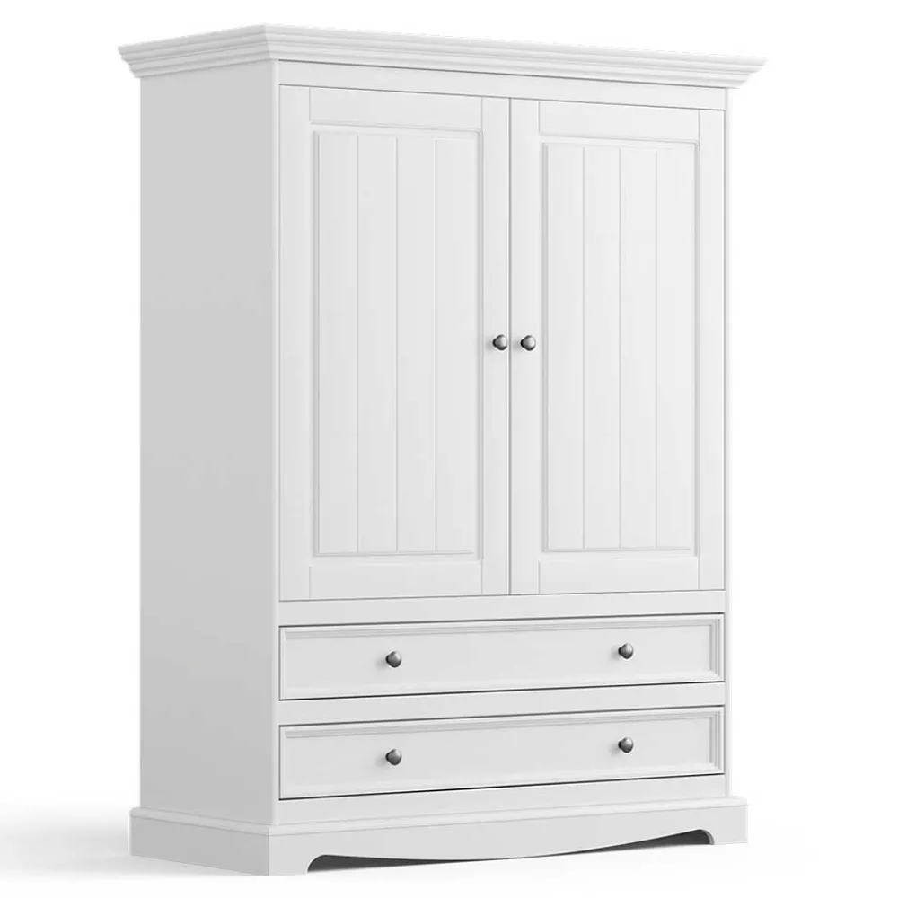 Wohnen Kleiderschränke|Schränke*Landhaus Wäscheschrank in Weiß lackiert - Indico