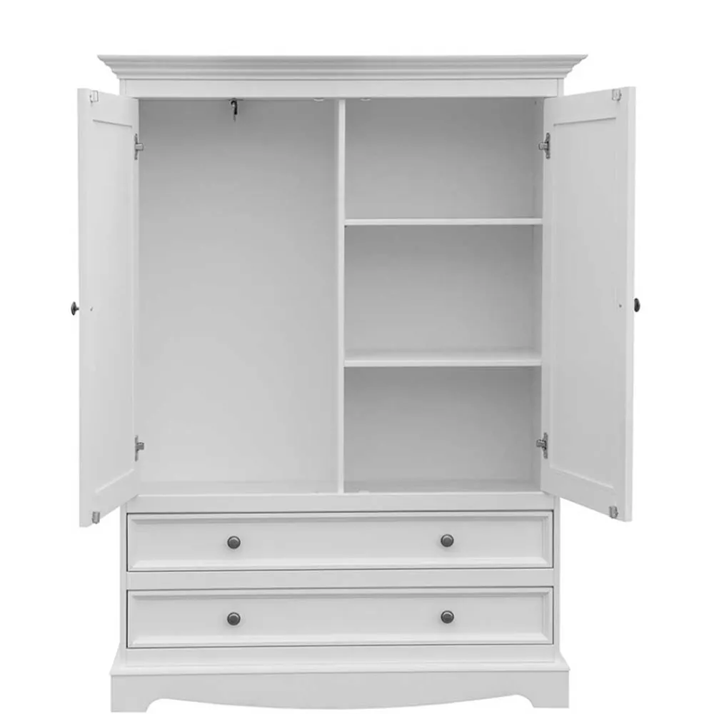 Wohnen Kleiderschränke|Schränke*Landhaus Wäscheschrank in Weiß lackiert - Indico