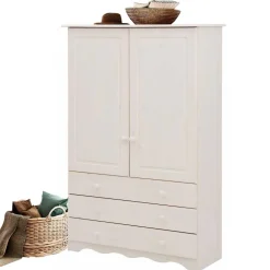 Wohnen Kleiderschränke*Landhaus Wäsche-Schrank in Weiß lackiert - Ilvestra