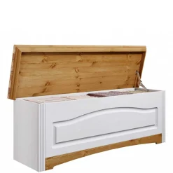 Wohnen Landhaus Wäschetruhe in Weiß & Kiefer - Lagune