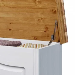 Wohnen Landhaus Wäschetruhe in Weiß & Kiefer - Lagune