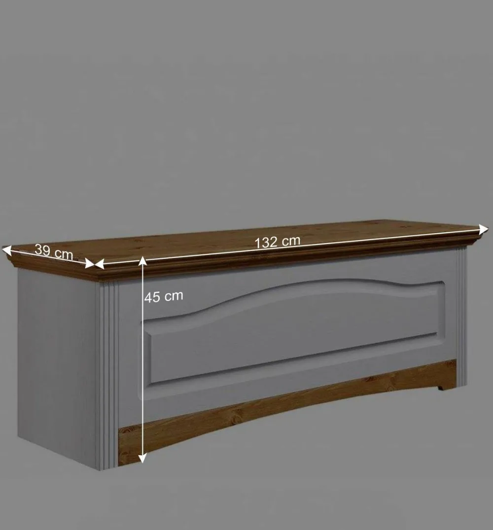 Wohnen Landhaus Wäschetruhe in Weiß & Kiefer - Lagune