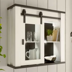 Wohnen Landhausküche Oberschrank mit Glas Schiebetür - Eture