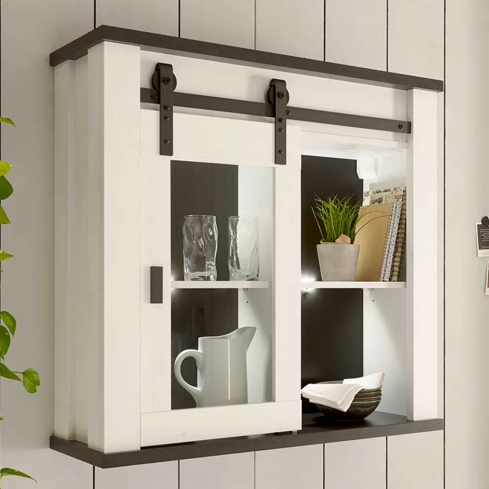 Wohnen Landhausküche Oberschrank mit Glas Schiebetür - Eture