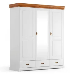 Wohnen Landhausschrank in Weiß mit Kiefer - Varicano