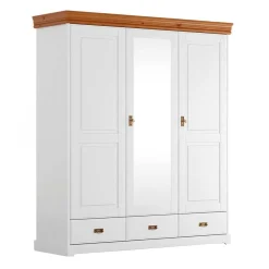 Wohnen Landhausschrank in Weiß mit Kiefer - Varicano