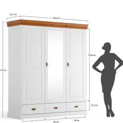 Wohnen Landhausschrank in Weiß mit Kiefer - Varicano