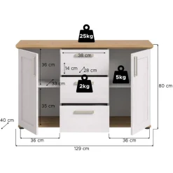 Wohnen Weiße Möbel|Landhausmöbel*Landhaus-Sideboard in Weiß - Tocella