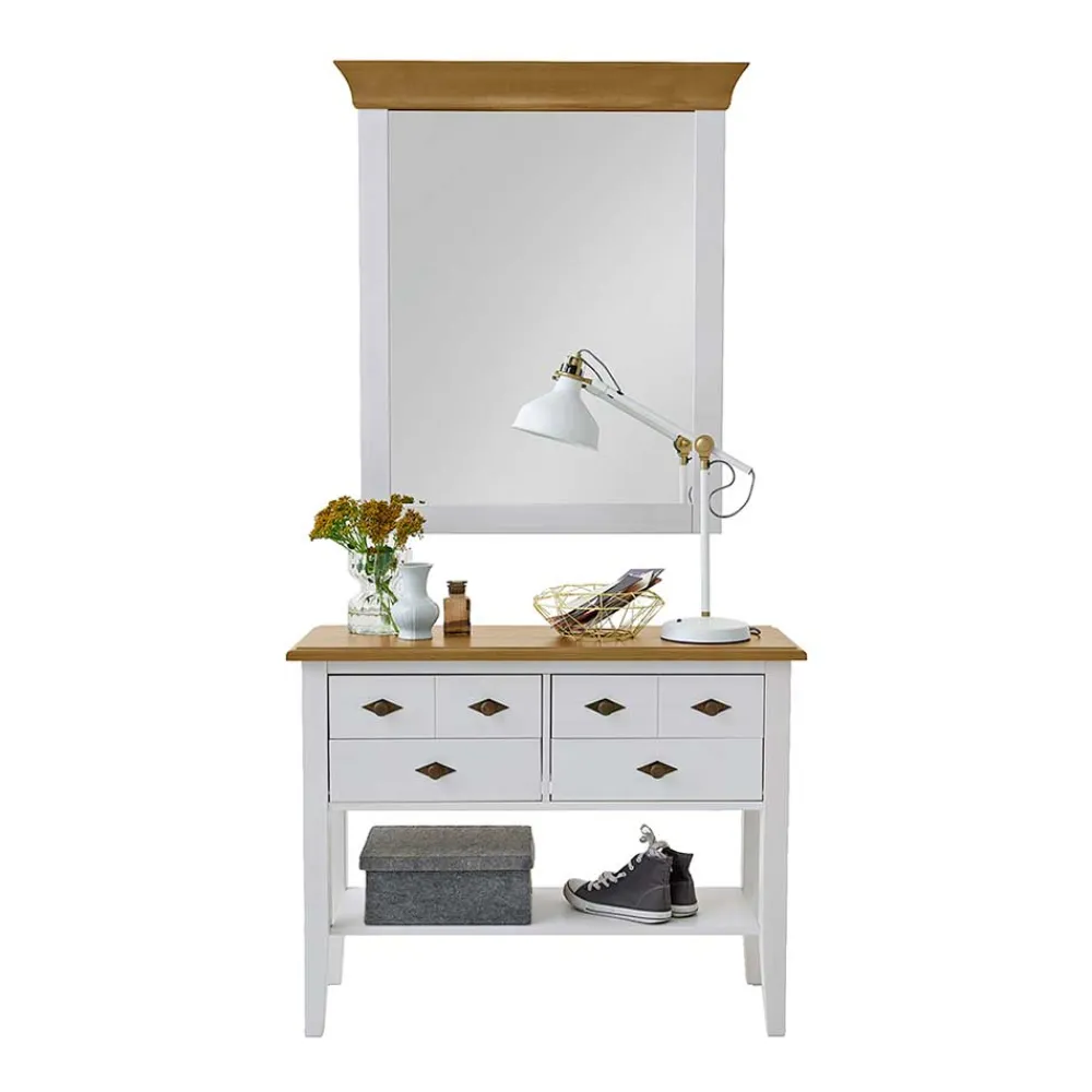 Wohnen Landhausstil Möbel Set Sibiuta in Weiß (zweiteilig)