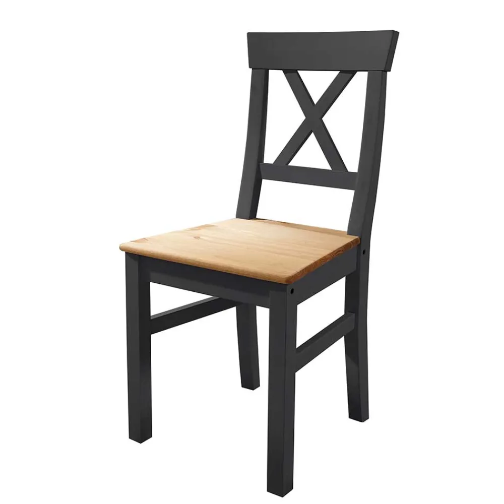 Wohnen Küchenstühle|Esszimmerstühle*Landhausstuhl aus Holz in Grau & Eichefarben - Ustricia