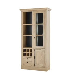 Wohnen Vitrinen|Wohnzimmer-Vitrinen*Landhaus-Vitrinenschrank in Eiche Gold - Hengas