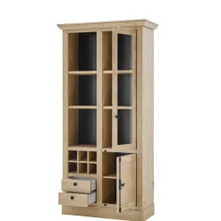 Wohnen Vitrinen|Wohnzimmer-Vitrinen*Landhaus-Vitrinenschrank in Eiche Gold - Hengas