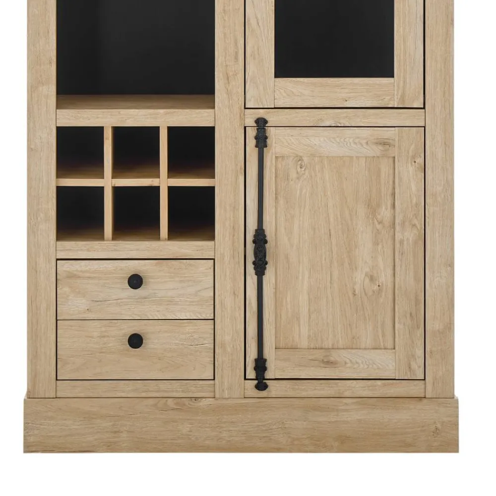 Wohnen Vitrinen|Wohnzimmer-Vitrinen*Landhaus-Vitrinenschrank in Eiche Gold - Hengas