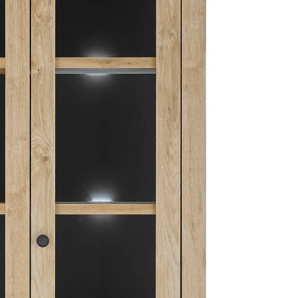 Wohnen Vitrinen|Wohnzimmer-Vitrinen*Landhaus-Vitrinenschrank in Eiche Gold - Hengas