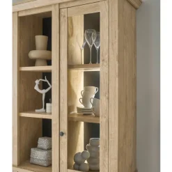 Wohnen Vitrinen|Wohnzimmer-Vitrinen*Landhaus-Vitrinenschrank in Eiche Gold - Hengas
