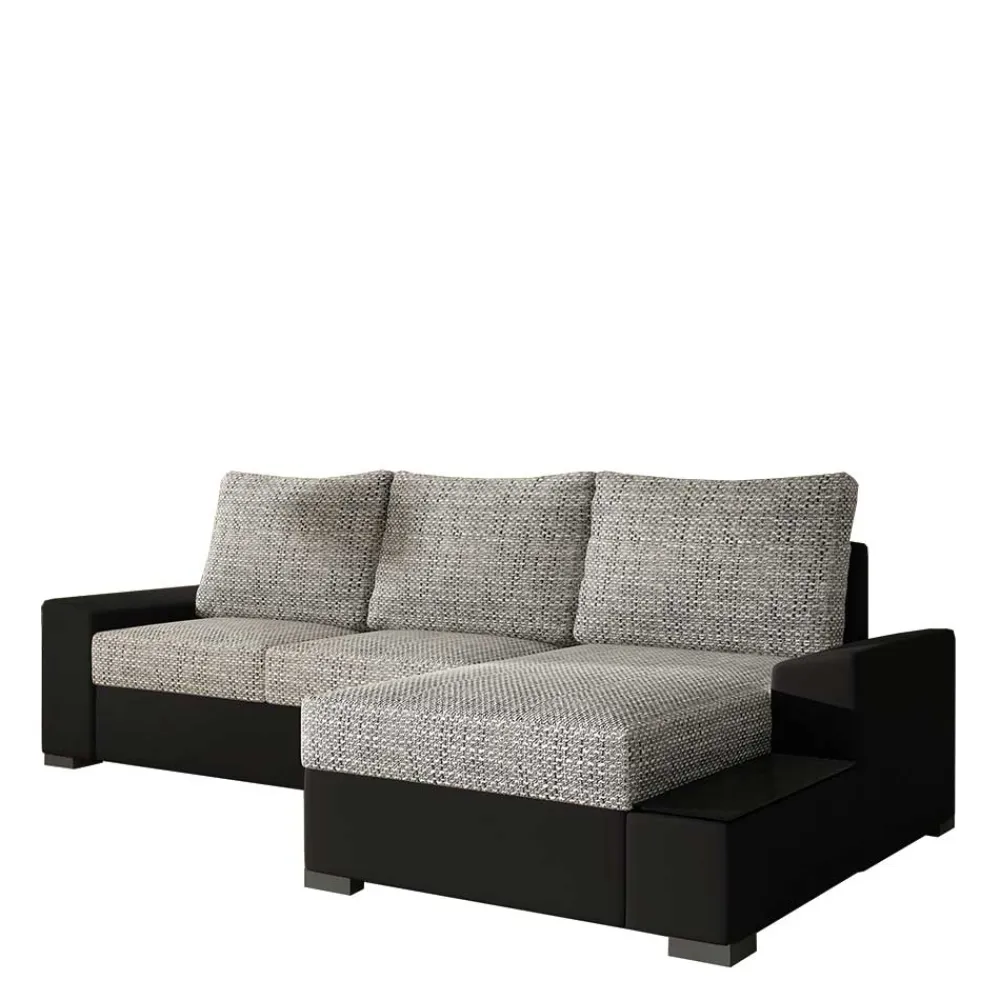 Wohnen Sofas|Sofa*L-Design Schlafcouch in Beigegrau und Schwarz - Rosch