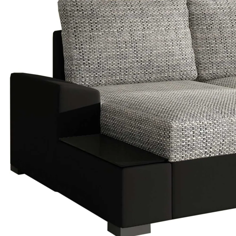 Wohnen Sofas|Sofa*L-Design Schlafcouch in Beigegrau und Schwarz - Rosch
