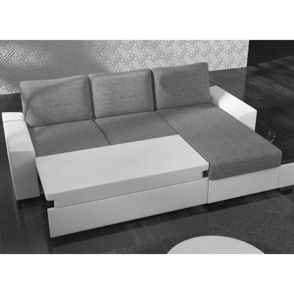 Wohnen Sofas|Sofa*L-Design Schlafcouch in Beigegrau und Schwarz - Rosch