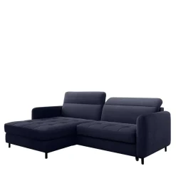 Wohnen Schlafsofas*L-Design Schlafsofa in Dunkelblau Samt - Kingston