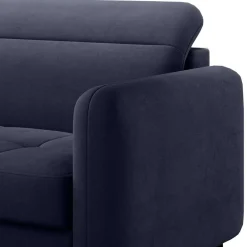 Wohnen Schlafsofas*L-Design Schlafsofa in Dunkelblau Samt - Kingston