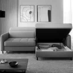 Wohnen Schlafsofas*L-Design Schlafsofa in Dunkelblau Samt - Kingston