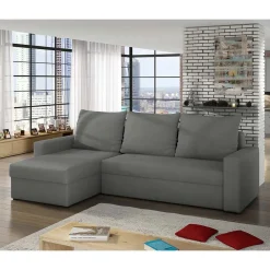 Wohnen Schlafsofas*L-Design Schlafsofa in Grau Velours - Zlotka
