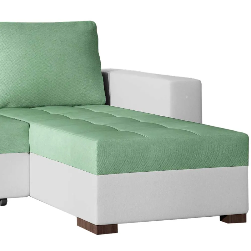 Wohnen Sofas|Sofa*L-Design Schlafsofa in Hellgrün und Weiß - Ingo