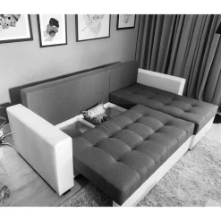 Wohnen Sofas|Sofa*L-Design Schlafsofa in Hellgrün und Weiß - Ingo