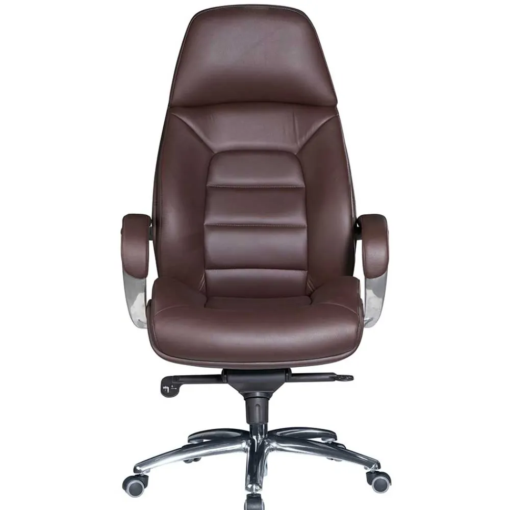 Wohnen Leder Bürosessel in Dunkelbraun - Kosra