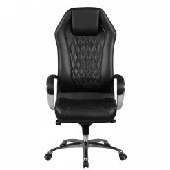 Wohnen Bürostühle*Leder Bürostuhl mit hoher Lehne in Schwarz - Posadas