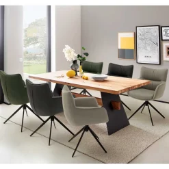 Wohnen Wohnzimmerstühle*Leder Esstischstühle in Creme - drehbar - Klimaca (2er Set)