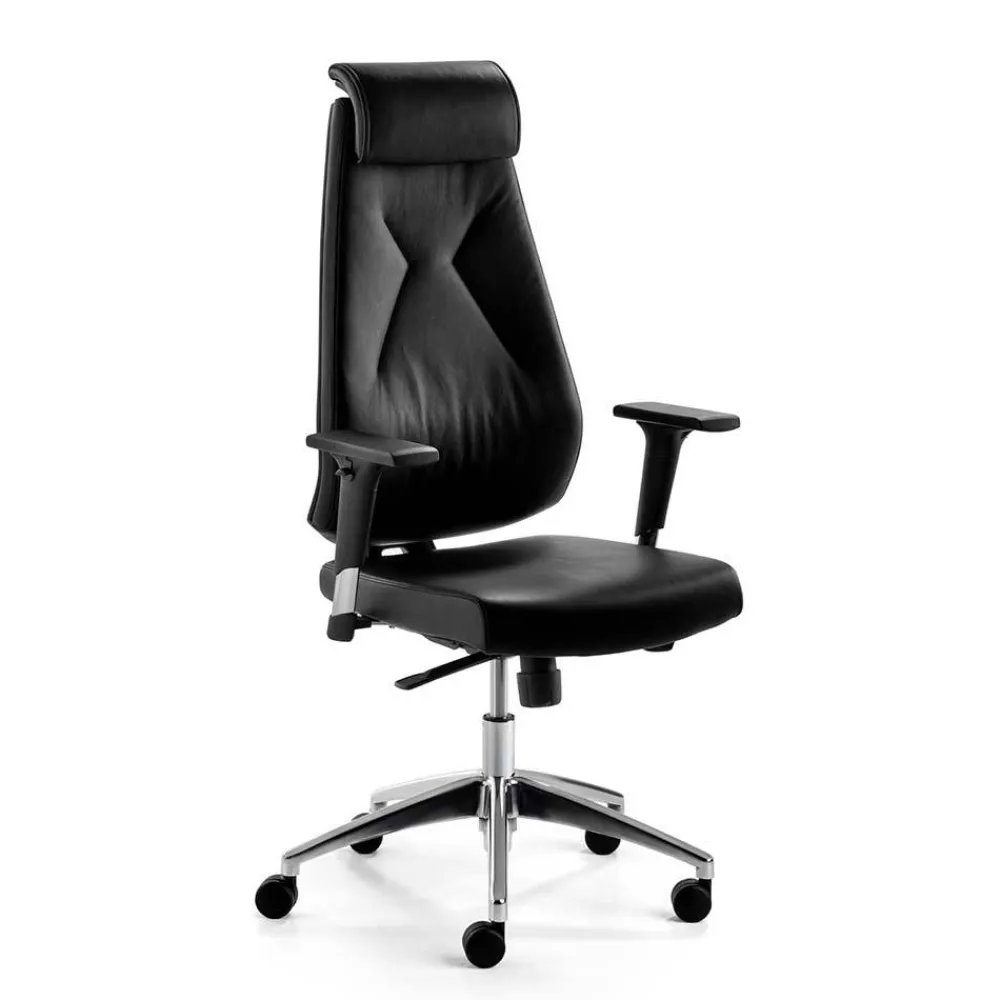 Wohnen Bürostühle*Leder Schreibtischstuhl in Schwarz - Bostaoro