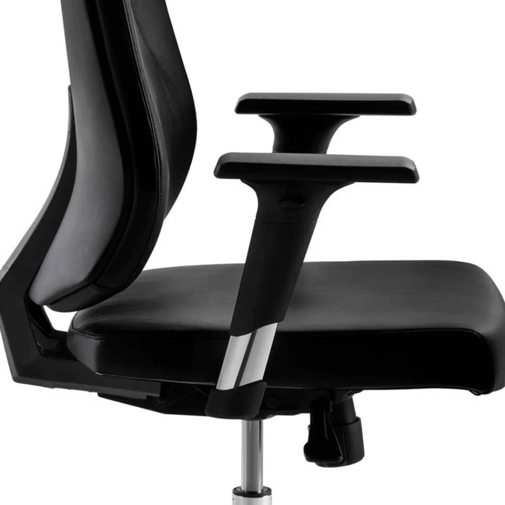 Wohnen Bürostühle*Leder Schreibtischstuhl in Schwarz - Bostaoro