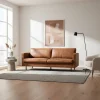 Wohnen Leder 3-Sitzer Couch in Braun Cognac - Eterna