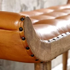 Wohnen Lederbank in Cognac Braun - Zyrjeta