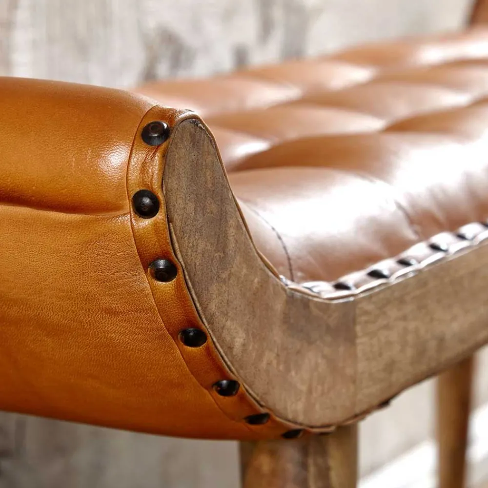 Wohnen Lederbank in Cognac Braun - Zyrjeta