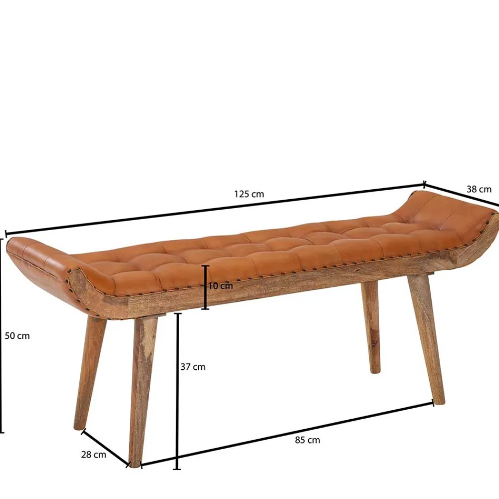 Wohnen Lederbank in Cognac Braun - Zyrjeta