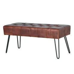 Wohnen Küchenbänke|Esszimmerbänke*Lederbank mit Knopfheftungen - Nofre