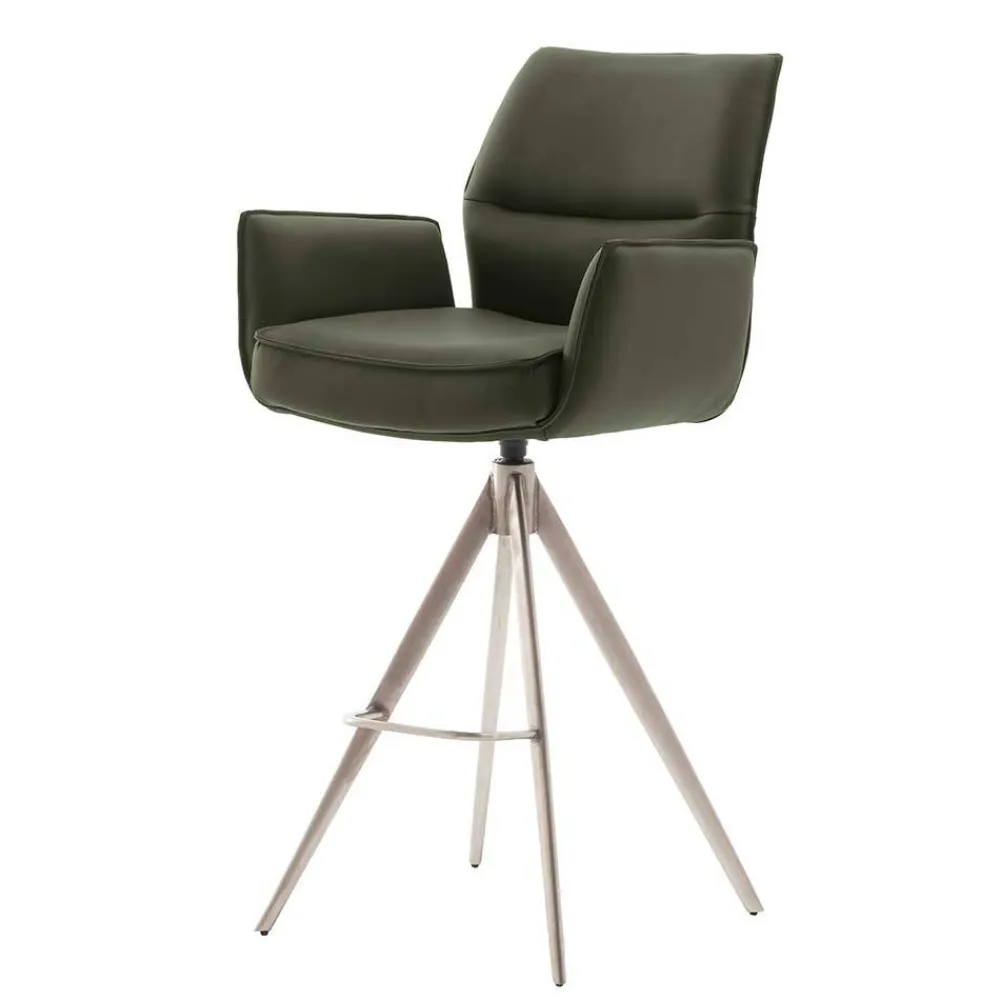 Wohnen Barhocker|Hocker*Leder-Barstühle mit Armlehnen - Asca (2er Set)