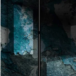 Wohnen Leinwand Paravent in Blau & Grau bedruckt - Hincomi