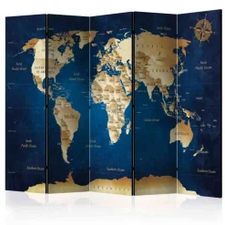 Wohnen Paravents|Wohnzimmer-Regale*Leinwand Paravent in Dunkelblau & Beige - Sanjuas