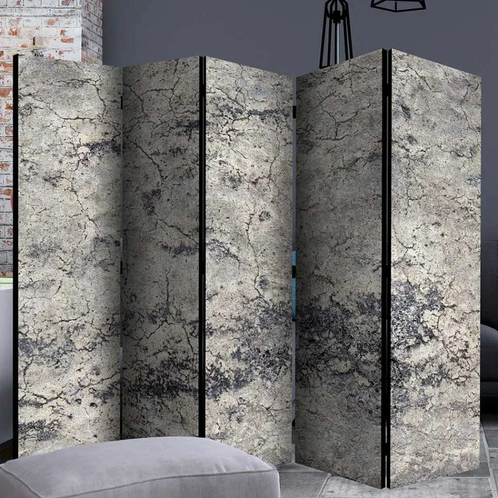 Wohnen Leinwand Paravent in Steinoptik Grau - Contessa