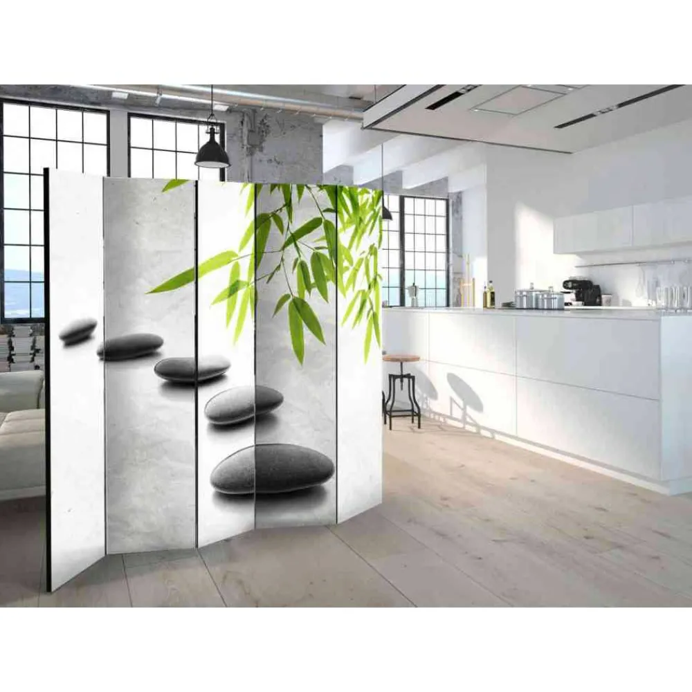Wohnen Asiatische Möbel|Paravents*Leinwand Paravent mit Asia Zen Motiv - Jusip