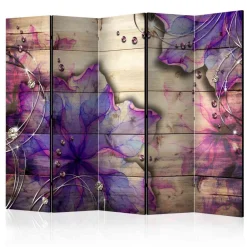 Wohnen Leinwand Paravent mit Blüten in Violett - Olmedo