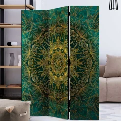 Wohnen Leinwand Paravent mit orientalischem Mandala - Tsinati
