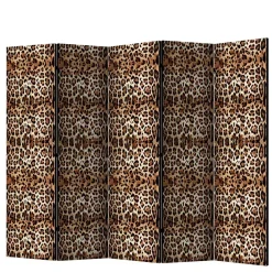 Wohnen Kinder-Paravents*Leinwand Raumteiler mit Leopardenmuster - Castillo